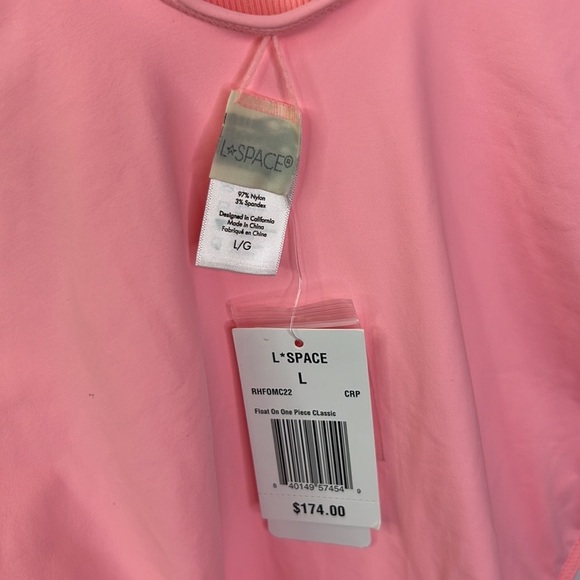 L*SPACE PINK RIBBED FLOAT ON ONE PIECE SWIM SUTE NWT SZ L - Picture 8 of 10